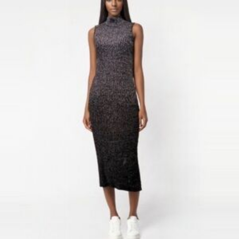 House Of Harlow 1960 Black Silver Lurex Knit Dress Xs In Great Condition
